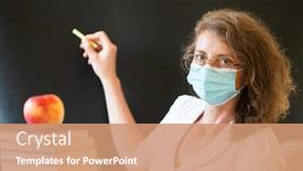  Presentation with pandemics - PPT theme featuring back-to-school-during-covid background and a coral colored foreground