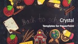  Presentation with back school - Presentation design featuring back to school gingerbreads cookies background and a dark gray colored foreground