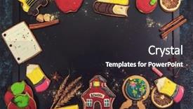  Presentation with school anniversary - Cool new slide set with back to school gingerbreads cookies backdrop and a dark gray colored foreground