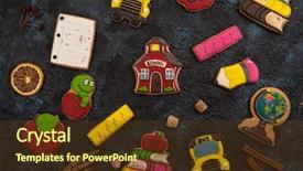  Presentation with school anniversary - Colorful presentation enhanced with back to school gingerbreads cookies backdrop and a tawny brown colored foreground