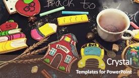  Presentation with back to school - Presentation design with back to school gingerbreads cookies background and a tawny brown colored foreground