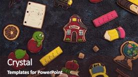  Presentation with school anniversary - Cool new slide set with back to school gingerbreads cookies backdrop and a wine colored foreground