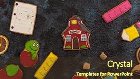  Presentation with words back to school - Beautiful PPT theme featuring back to school gingerbreads cookies backdrop and a tawny brown colored foreground