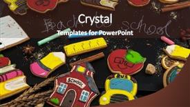  Presentation with back school - Presentation design with back to school gingerbreads cookies background and a tawny brown colored foreground