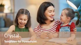  Presentation with school desk - PPT theme enhanced with back-to-school-happy-child background and a coral colored foreground