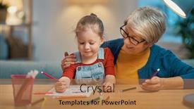  Presentation with grandma - Beautiful slide deck featuring back-to-school-happy-child backdrop and a coral colored foreground