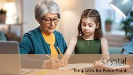  Presentation with grandma - Amazing presentation theme having back-to-school-happy-child backdrop and a coral colored foreground