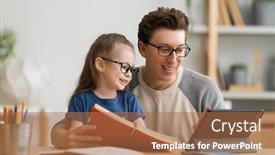  Presentation with adult education - PPT theme enhanced with back-to-school-happy-child background and a coral colored foreground