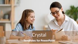  Presentation with adult education - Presentation design with back-to-school-happy-child background and a coral colored foreground