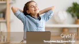  Presentation with back school education - Colorful slide set enhanced with back-to-school-happy-child backdrop and a coral colored foreground