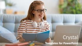  Presentation with back school education - Slide deck having back-to-school-happy-child background and a coral colored foreground