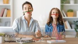  Presentation with back school education - PPT theme featuring back-to-school-happy-child background and a coral colored foreground