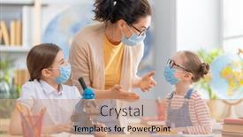  Presentation with school children - Colorful slides enhanced with back-to-school-happy-children backdrop and a coral colored foreground