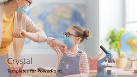  Presentation with school children - Beautiful presentation theme featuring back-to-school-happy-children backdrop and a coral colored foreground