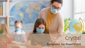  Presentation with school children - Audience pleasing presentation theme consisting of back-to-school-happy-children backdrop and a coral colored foreground