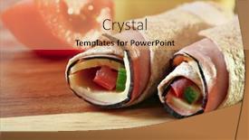  Presentation with school lunch - Audience pleasing presentation theme consisting of back to school lunch rolled up tortilla with ham and cheese backdrop and a coral colored foreground