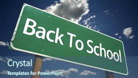  Presentation with back school - Slide set enhanced with back to school road sign background and a ocean colored foreground