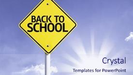  Presentation with end year - Audience pleasing PPT theme consisting of back to school road sign backdrop and a sky blue colored foreground