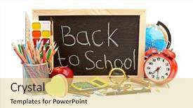  Presentation with back school - Cool new presentation with back to school supplies alarm backdrop and a yellow colored foreground