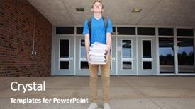 Presentation with back to school virtually - Audience pleasing theme consisting of boy holding a large heavy backdrop and a gray colored foreground