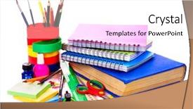  Presentation with back school - Theme enhanced with paper pencil - back to school supplies isolated background and a white colored foreground