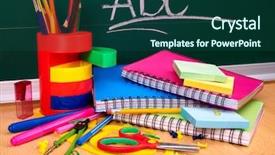  Presentation with back school - Theme having back to school supplies isolated background and a ocean colored foreground