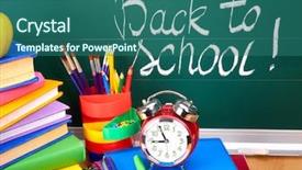  Presentation with back to school virtually - Slide deck consisting of back to school supplies isolated background and a ocean colored foreground