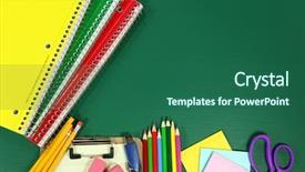  Presentation with back school - PPT layouts having back to school supplies background and a ocean colored foreground