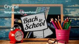  Presentation with back to school clothing - Audience pleasing PPT theme consisting of back to school text backdrop and a ocean colored foreground