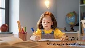  Presentation with child brain - Presentation theme having back-to-school-thinking-child background and a coral colored foreground