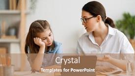  Presentation with back school education - Presentation design consisting of back-to-school-unhappy-child background and a coral colored foreground