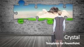  Presentation with cloud - PPT layouts having back turned businesswoman holding background and a gray colored foreground