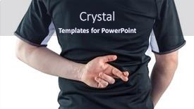  Presentation with rugby - Audience pleasing slide deck consisting of back turned rugby player with fingers crossed on a white background backdrop and a wine colored foreground