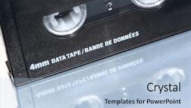  Presentation with data science journals series - Beautiful PPT theme featuring back-up data tape 4mm backdrop and a light blue colored foreground