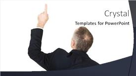  Presentation with upwards - PPT layouts with back view businessman pointing upwards background and a white colored foreground