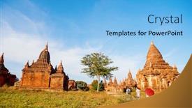  Presentation with ancient temples - Audience pleasing slide set consisting of back-view-family-of-mother backdrop and a light blue colored foreground