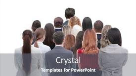  Presentation with group - Presentation design featuring back-view-group-of-business background and a gray colored foreground