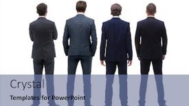  Presentation with group - Cool new presentation with back-view-group-of-business backdrop and a ocean colored foreground