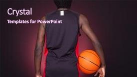  Presentation with basketball referee holding a basketball - Cool new slide deck with back view of a basketball backdrop and a wine colored foreground