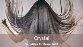  Presentation with long hair - PPT theme having back-view-of-a-brunette background and a gray colored foreground