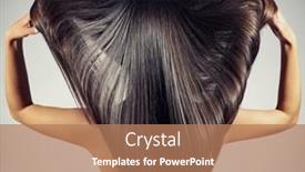  Presentation with girl model - Slide deck featuring back-view-of-a-brunette background and a coral colored foreground