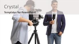  Presentation with recording - Presentation design consisting of back-view-of-a-cameraman background and a light gray colored foreground