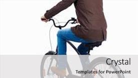  Presentation with cyclist - Theme with back view of a man with a bicycle cyclist rides a bicycle rear view people collection backside view of person isolated over white background background and a light gray colored foreground