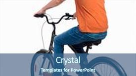  Presentation with rides - PPT theme having back view of a man with a bicycle cyclist rides a bicycle rear view people collection backside view of person isolated over white background background and a ocean colored foreground