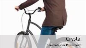  Presentation with cyclist - Audience pleasing PPT layouts consisting of back view of a man with a bicycle cyclist sits on the bike rear view people collection backside view of person isolated over white background shorthair guy in the coat led bike backdrop and a light gray colored foreground