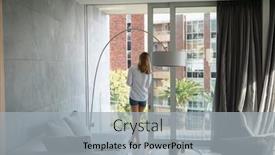  Presentation with selfcare - Slide set having back-view-of-a-young background and a light gray colored foreground