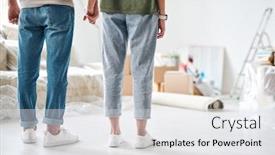  Presentation with hands holding - Colorful slide set enhanced with back-view-of-affectionate-young backdrop and a white colored foreground