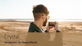  Presentation with sun rise back ground - Slide deck with back-view-of-an-stylish background and a coral colored foreground