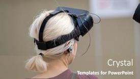  Presentation with anonymous - PPT theme having back-view-of-anonymous-blond background and a coral colored foreground