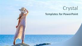  Presentation with anonymous - PPT theme featuring back-view-of-anonymous-carefree background and a sky blue colored foreground